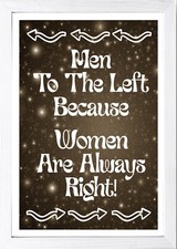 Designs ByLITA Men To The Left Because Women Are Always Right , Wall Print Art