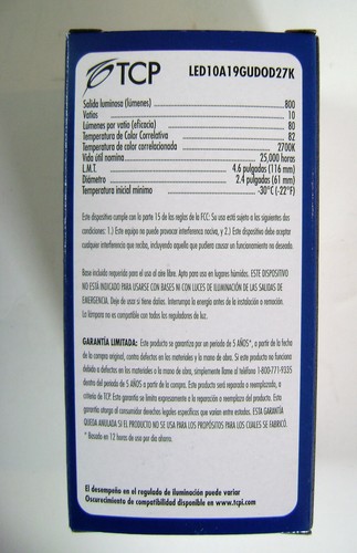 TCP LED10A19GUDOD27K 10W (60W Equal) GU24 2700K Dimmable LED Light Bulb - Picture 9 of 11