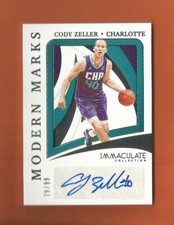 2020-21 IMMACULATE MODERN MARKS CODY ZELLER AUTO #d 79/99 CHARLOTTE HORNETS