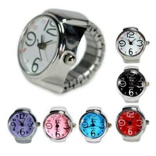 ANILLO RELOJ Dedo Banda Elástica Cromo Tiempo Joyería NUEVO Gran Número VENDEDOR DE EE. UU.