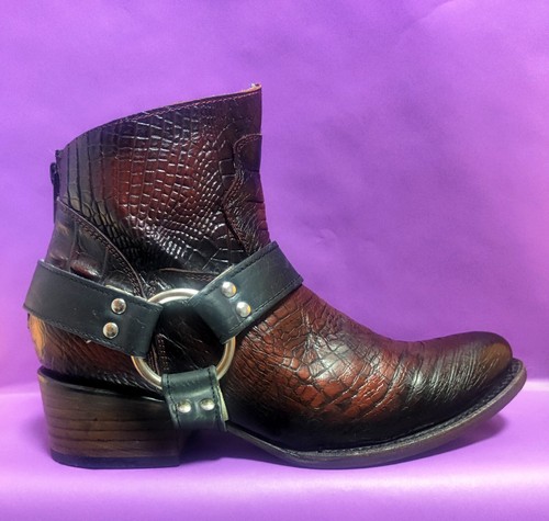 Freebird Santiago "Red Croc" 🐊 Harness Stiefeletten Damen Gr. 8 😍 Selten 🔥