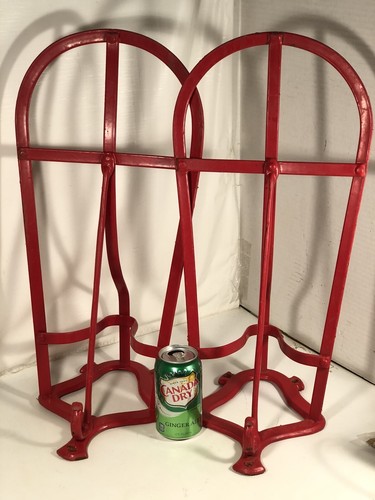 Vintage Red Metal Saddle Rack Display Hook Pair 21.5” Lot Made In England - Picture 6 of 12