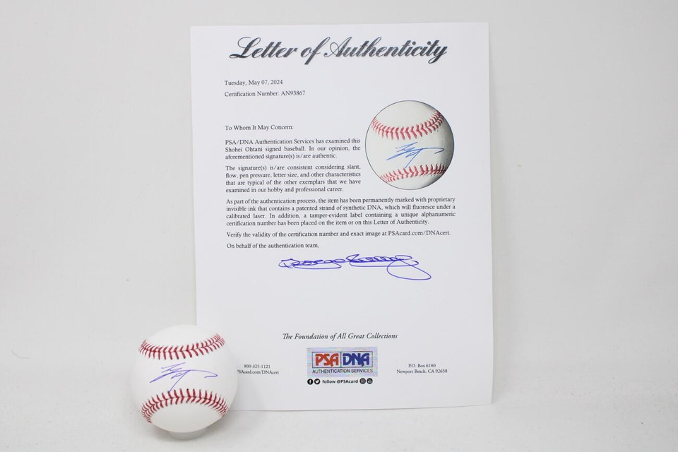 Shohei Ohtani Signed Baseball Dodgers Angels Full PSA/DNA Letter Early