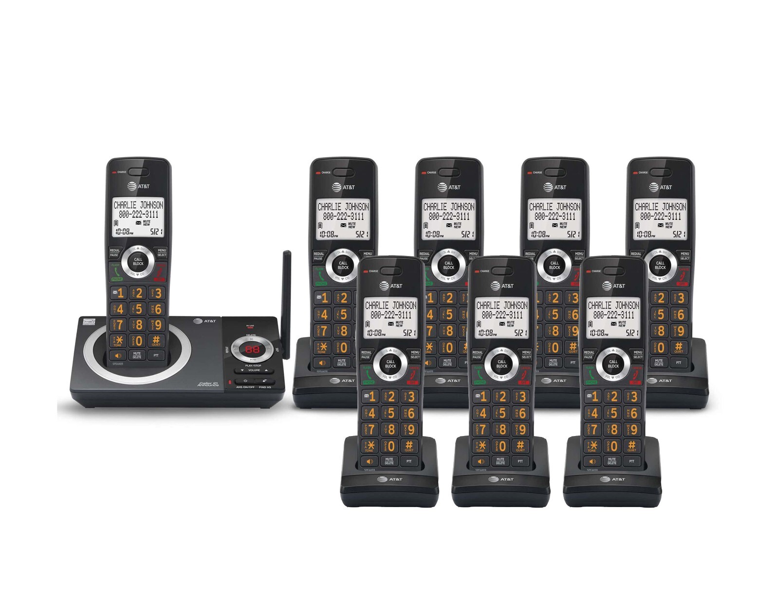 AT&T 8 Handset Expandable Cordless Answering System with Smart Call Blocker & Ca