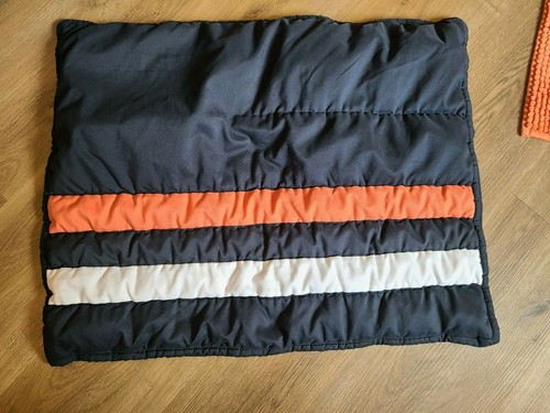 Pottery Barn Teen "Navy Blue w/White/Orange Stripes" Standard Quilt Pillow Sham - Picture 2 of 5