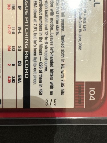 Bowman 2008 cromo rojo/5 refractor #104 Rich Hill - Chicago Cubs - Imagen 3 de 3