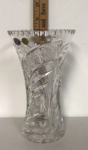 Vintage Bohemia Czech Republic Queen Lace Over 24% Lead Crystal Hand Cut 8" Vase - Picture 11 of 11