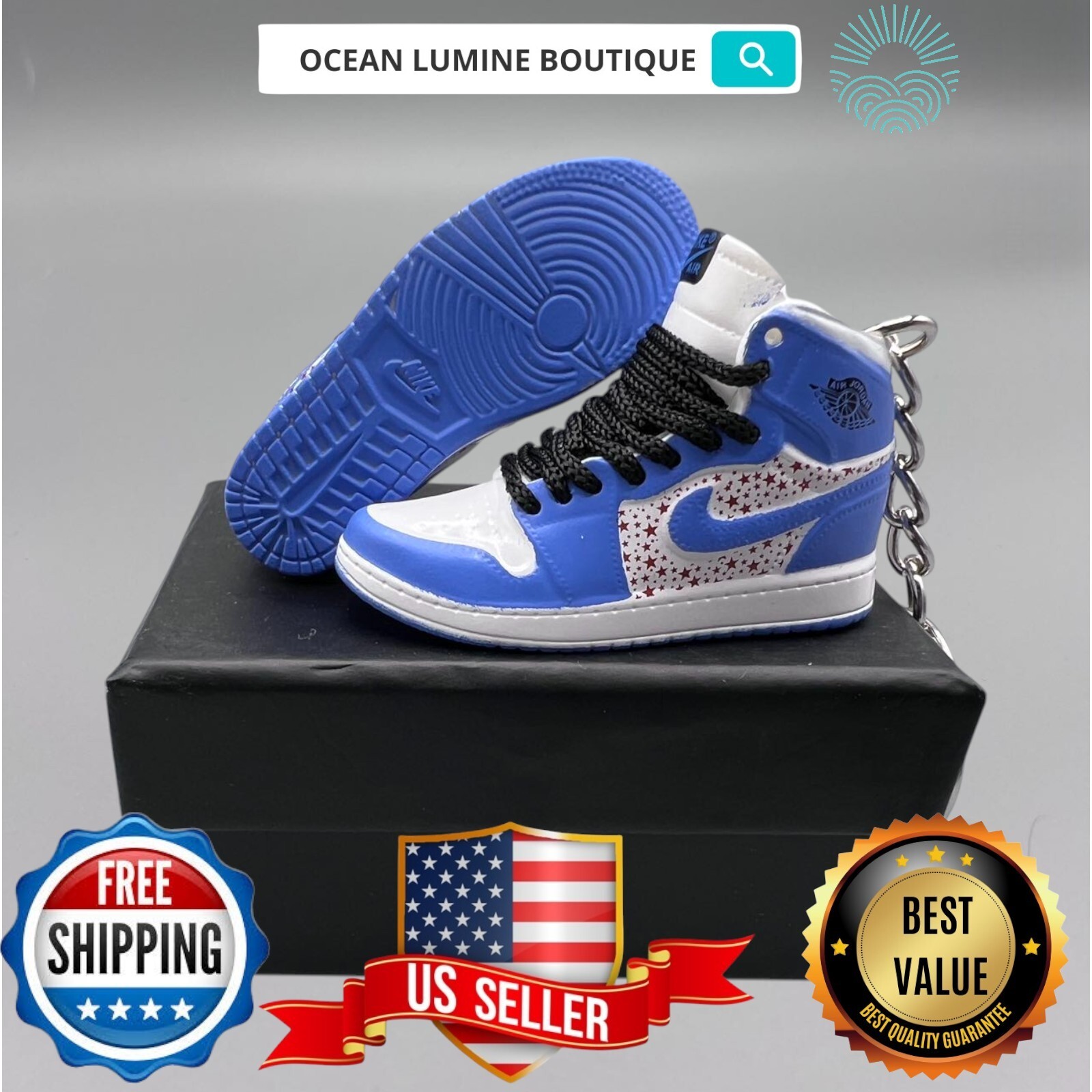 Air Jordan 3D Mini Sneaker Keychain, Basketball Sneaker Collectible, Box Options