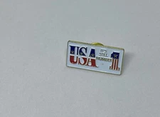 USA It's Still Number 1 Pin VTG Metal Pinback Hat Cap Red White Blue Gold Lapel