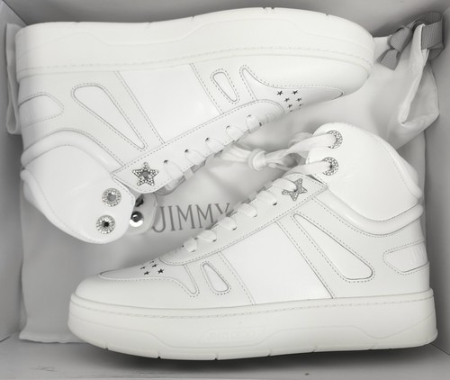 Jimmy Choo Womens Hawaii High Top Sneaker Shoes White Leather Size 38.5 / US 8.5 - Picture 6 of 7