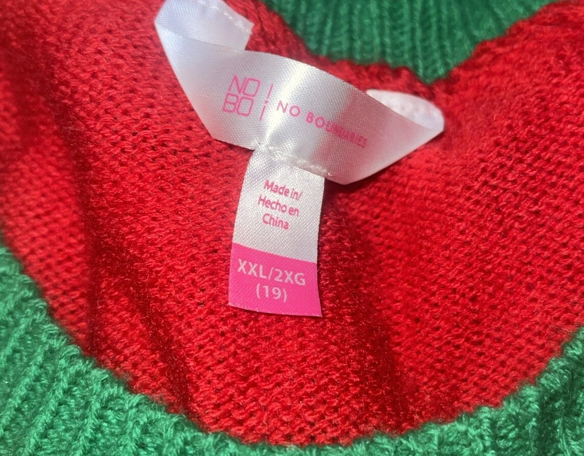 NO BOUNDARIES UGLY CHRISTMAS SWEATER "TOO CUTE TO BE NAUGHTY" EC SZ M &XXL