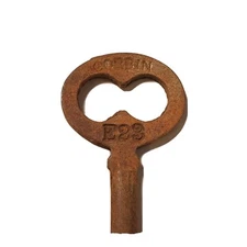 Vintage Corbin No E23 Solid Barrel Skeleton Key Approx 2.75" Long Aged Rusted 