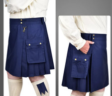 Highland Redstone MEN'S UTILITY Kilt Navy Blue 38 - Scottish Designer - Pleated