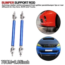 Blue - Adjustable Front Bumper Lip Splitter Strut Rod Tie Support Bar Universal
