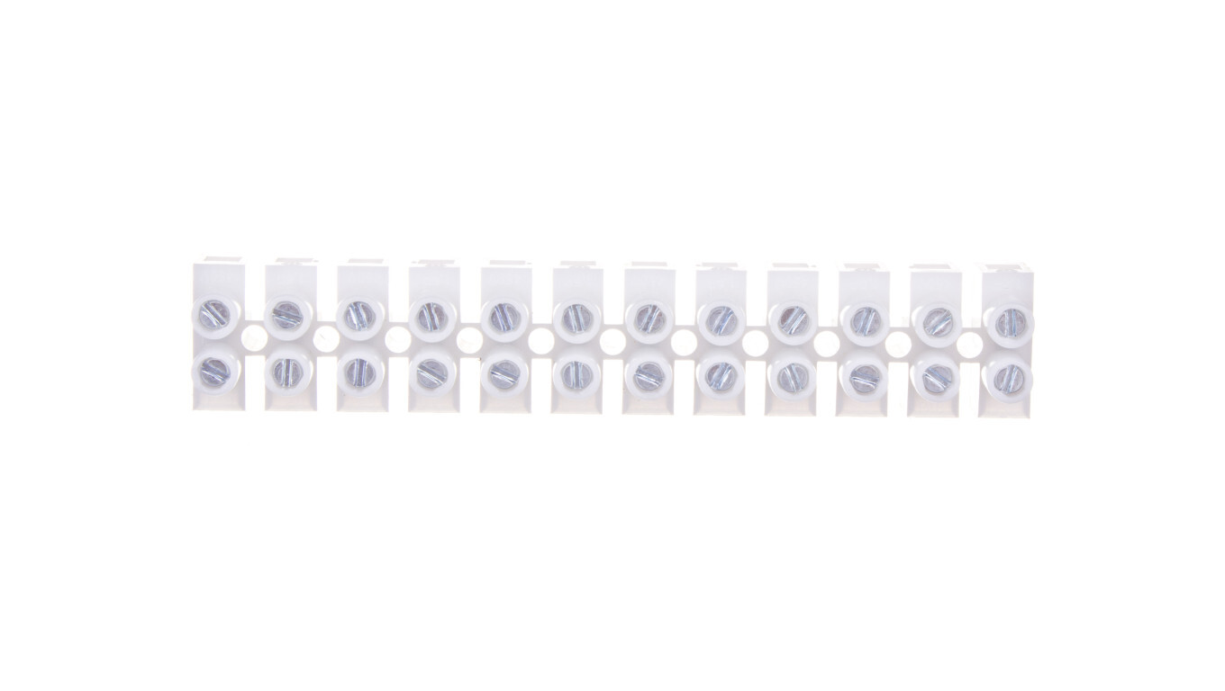 Threaded terminal strip 1.5mm2, 12-track, polyamide PA66 with white washe /T2UK