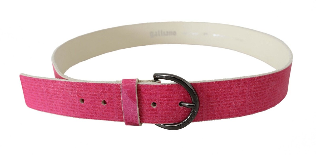 GALLIANO Belt Pink Leather Letter Logo Design Round Buckle  display picture 3