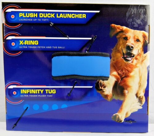Nerf Dog Toy Set Fetch Chew Tug Plush Duck Launcher X-Ring 