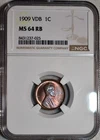 NGC MS-64 RB 1909-P VDB Lincoln Cent, Attractively Toned, Red-Brown specimen.