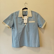 NWT Bode Powder Blue Short Sleeve Cuban Collar Poetry Polo Shirt Size S/M $525