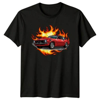 Red Hot Rod Auto Herren T-Shirt Damen Tee Grafik Unisex Oberteil Classic Ride