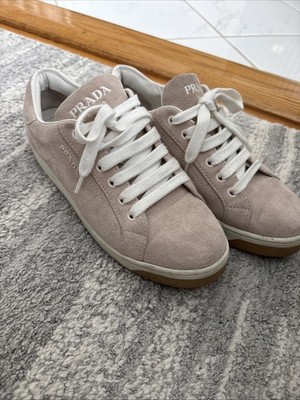 Size 7.5 - Prada Rose-Pink Suede Material White Laces