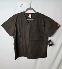 Dickies Brown 1 Pocket V-neck Short Sleeve Scrub Top Unisex Size M