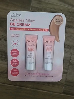 PURLISSE AGELESS GLOW SERUM BB CREAM, MEDIUM WARM SPF 40, 2 PACK OF 1.4 FL OZ ,