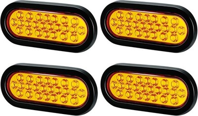 6.3 Inch Oval Amber Strobe Lights 24LED Waterproof Recessed Mount for Trailer