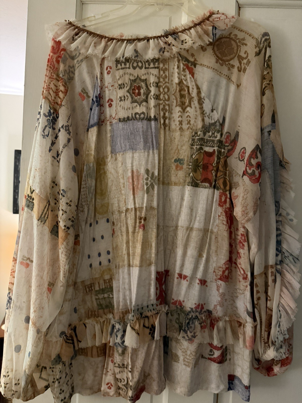 ANTHROPOLOGIE Blouse Patchwork Tiny Ruffled Babyd… - image 2