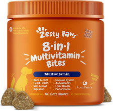 Zesty Paws 8 in 1 Multivitamin Treats for Dogs, Peanut Butter - 90Ct