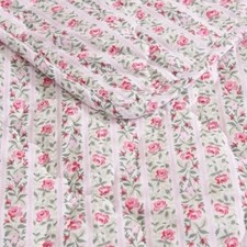 Pink Floral Striped KING 3 Pc. Quilt Set  100 Cotton  Timeless All Seasons