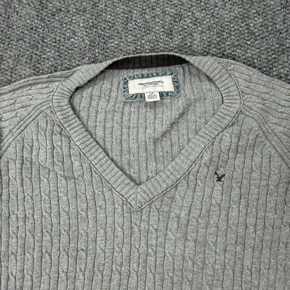 American Eagle Outfitters Sweater Girls 6/7 Cable Knit V Neck Angora Blend Y2K - Image 3 of 4