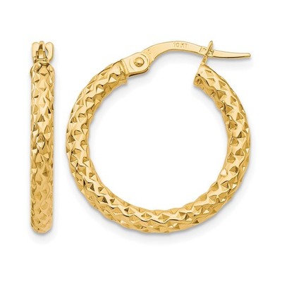 Creolen 10 Karat Gelbgold poliert Diamantschliff L-23 mm, B-4 mm
