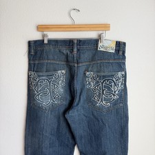 Vintage Southpole Baggy Embroidered Denim Jeans Mens 40x31 Blue Y2K Hip Hop