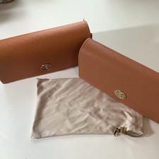 Tory Burch Sunglasses Glasses Semi-hard Case Orange Saffiano Leather Magnet Snap
