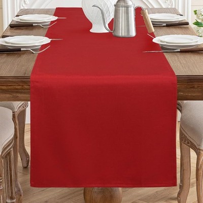 AooHome Tischläufer Rot 40x140 cm Leinenoptik Abwaschbar Polyester Lotus Party