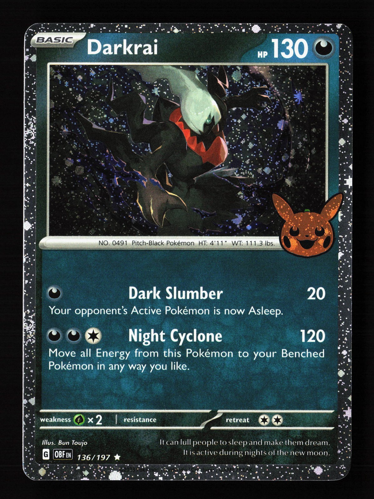 Darkrai (Cosmos Holo) 136/197 Holofoil Trick or Trade 2024 Pokemon Card -A1