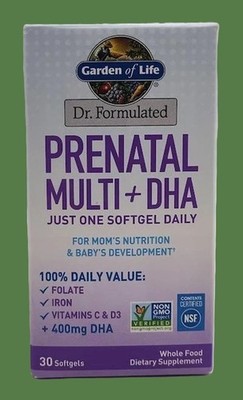 Garden of Life Dr. Formulated Prenatal Multi + DHA Softgels - 30ct EXP 01/2028