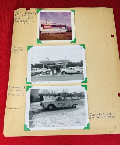 Vtg 1950s McDonald’s Eau Claire WI Photos Car Sign Menu Scrapbook Page ...