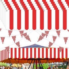 12 Pcs Carnival Tent Circus Carnival Hanging Decorations Red and White Stripe