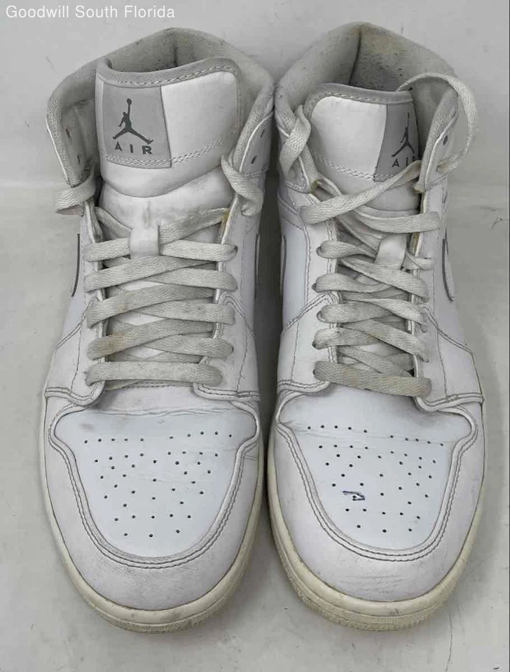 Auténticas zapatillas Nike para hombre Air Jordan 1 Mid 554724-100 blancas talla 10 Foto 3 de 4