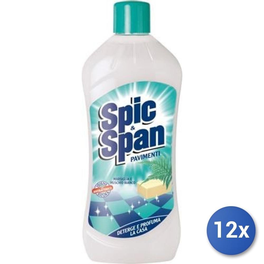 12x Spic & Span Pavimenti Marsiglia e Muschio Bianco 1000ml - Offerta Stock