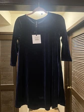 Agnes & Dora Blue sapphire velvet 3/4 sleeve swing tunic women's Size M 8/10 NWT