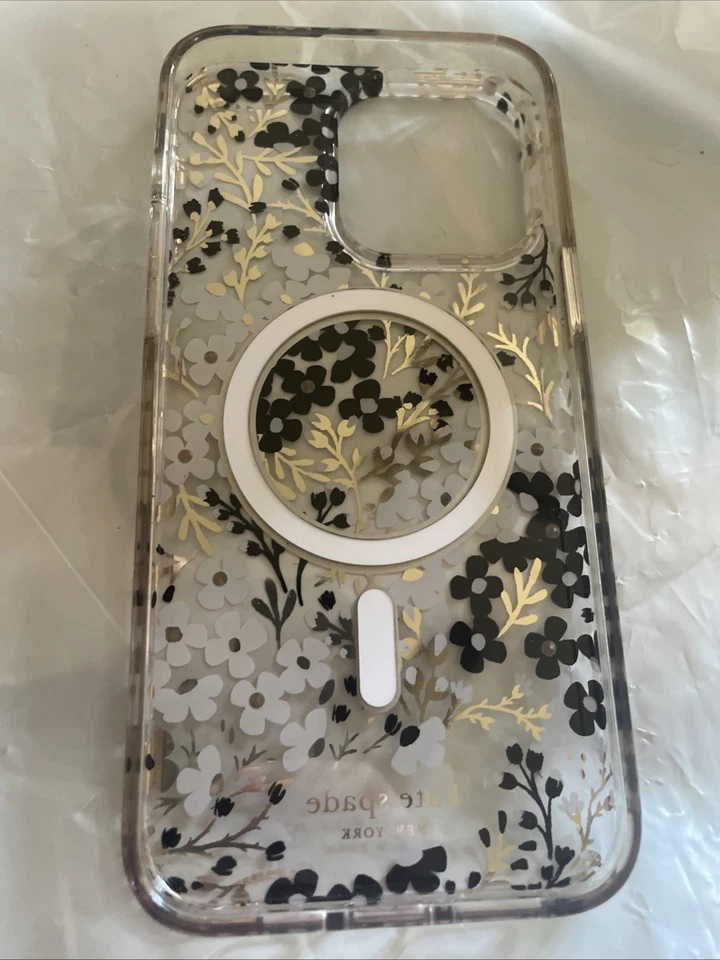 Funda Teléfono Kate Spade New York iPhone 15 Pro Max Transparente Floral Metálica Usada Foto 3 de 3
