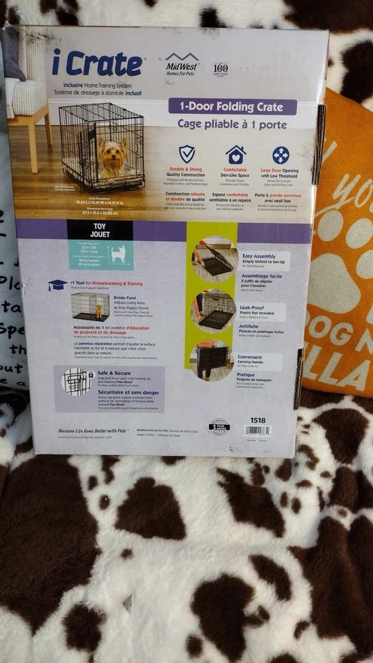 Midwest iCrate 1518 Dog Crate Single Door Fold Carry 16x12 Dog Crate Black New - Image 2 of 2