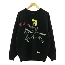 New WACKO MARIA WACKO MARIA 2023AW INTARSIA CREW NECK SWEATER Knit M Black Men s