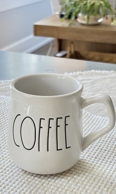 Rae Dunn Artisan Collection  COFFEE Ceramic Coffee Mug White 14 fl oz Round