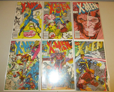 X-Men # 1, 2, 3, 7, 8, 10 (Lot of 6, Marvel 1991 Series) Jim Lee, Newsstand, FN