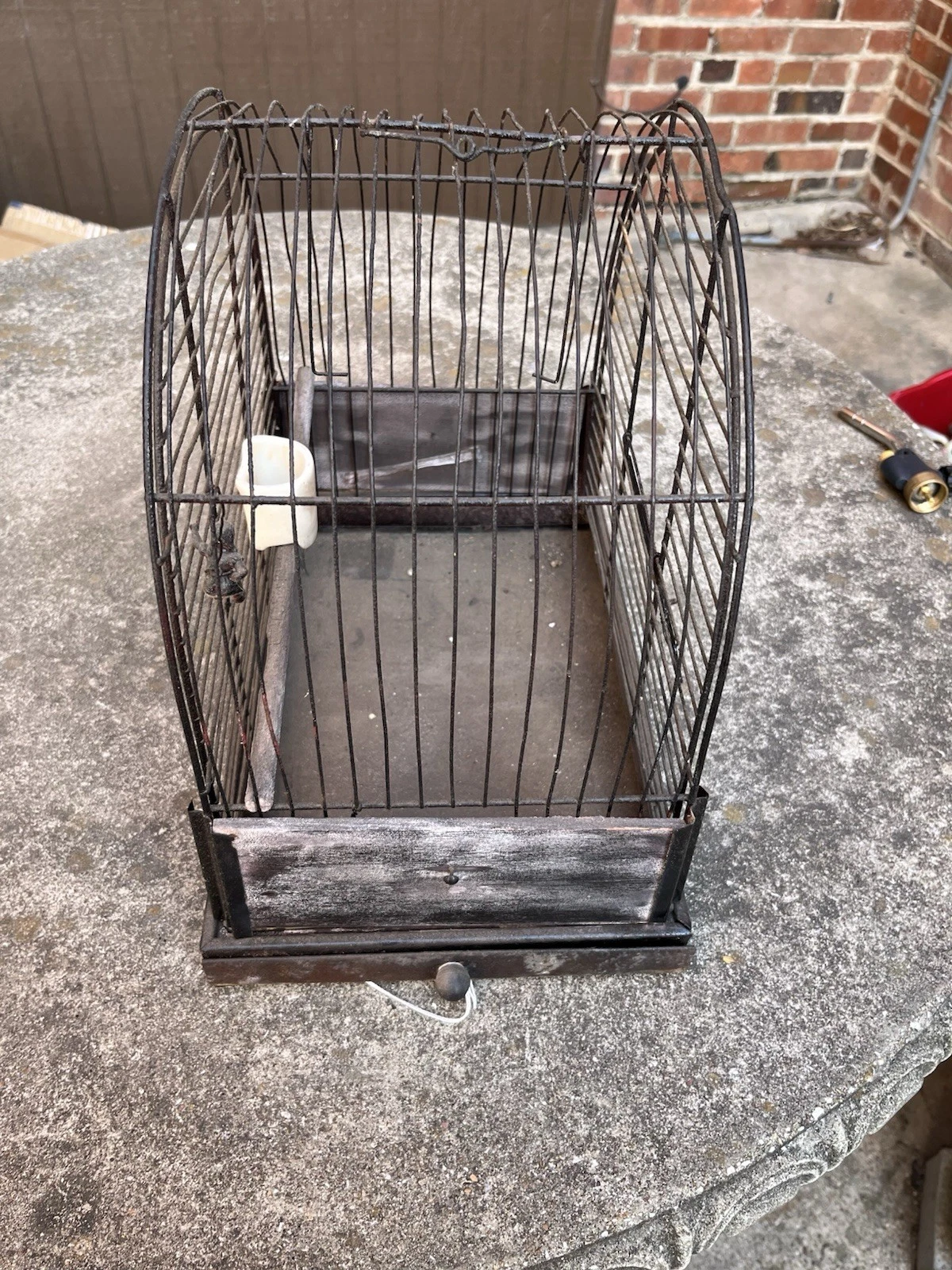 Vintage 8x 13x13.5 Domed Bird Cage With Hitchhiker Water
