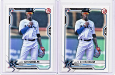 2021 Bowman Paper Jazz Chisholm Rookie Card 2 Card Lot Miami Marlins RC #71 MLB